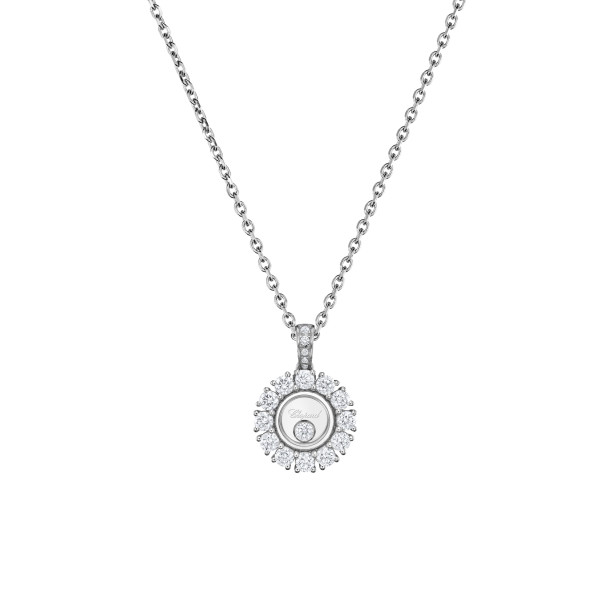         Weißgold, Halsschmuck, Chopard Happy Diamonds Icons Anhänger mit Halskette